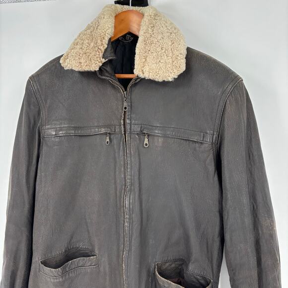 Vintage Echtes Leder Leather Aviator Bomber Jacket Size Small 80’s B-15 Brown - Picture 3 of 12